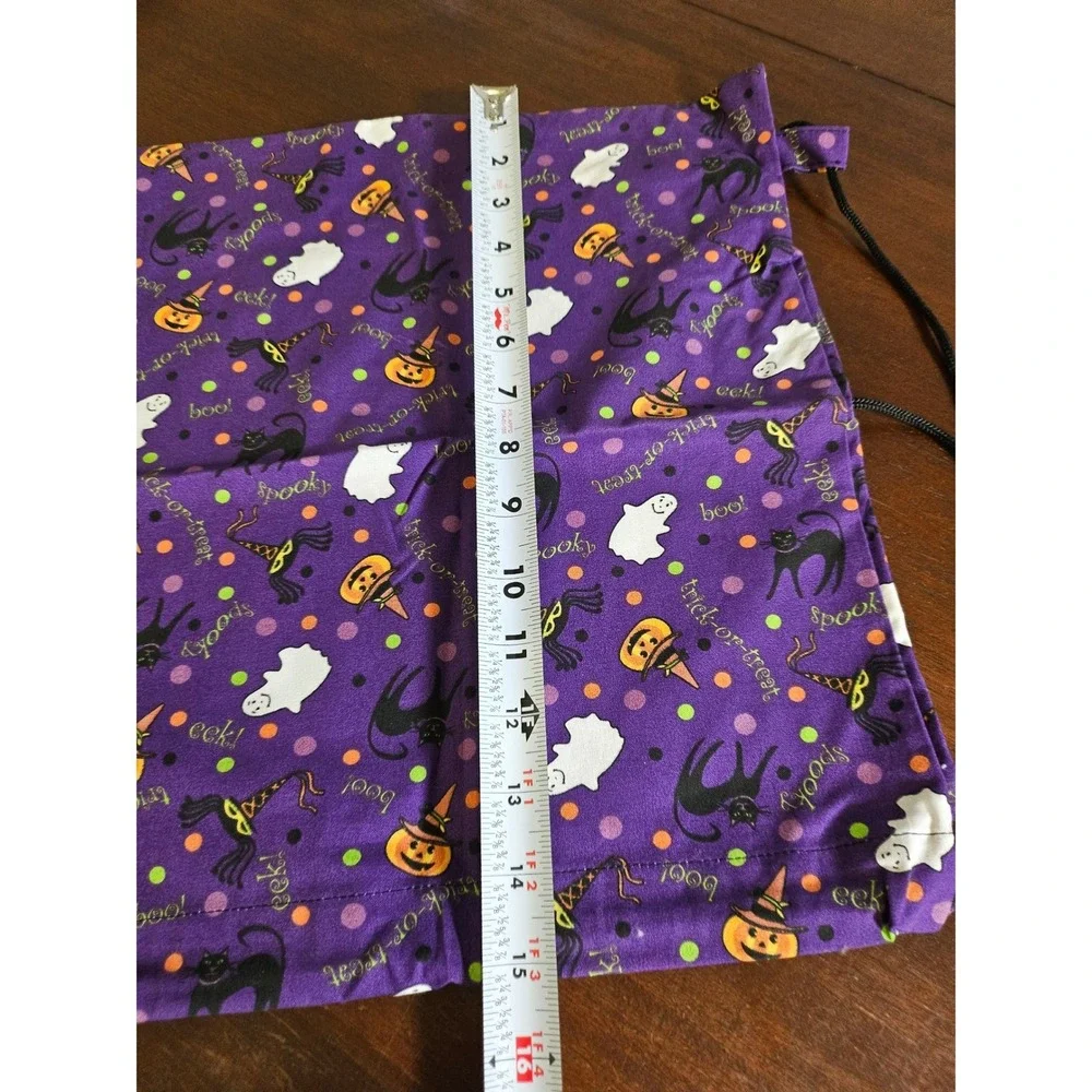 Longaberger Halloween Party Treat Bag Kids 4 Pack Purple Drawstring Fabric 23704
